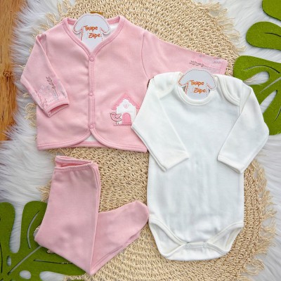 Conjunto de Malha 3 Peças - Passarinhos - Rose